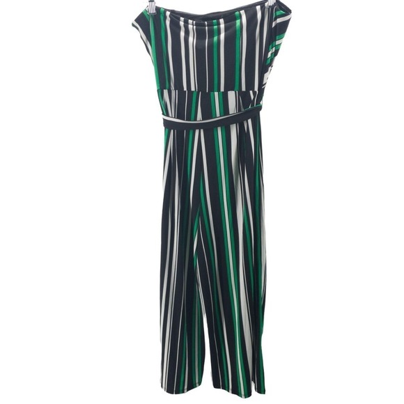 INC Vertical Striped Jumpsuit Middle Stripe L - Picture 2 of 5